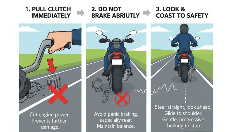 What to do if your motorcycle chain breaks.