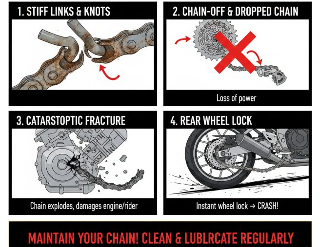 Les risques de sécurité qui peuvent résulter d'une chaîne de moto sale.