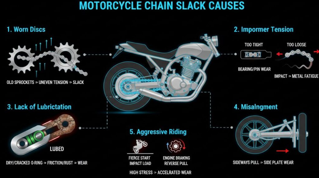 Causes courantes du détachement des chaînes de moto.