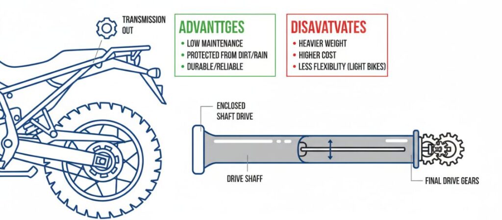 Avantages et inconvénients de la transmission par arbre de la moto