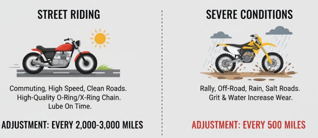 La fréquence à laquelle vous devez tendre votre chaîne de moto dépend de votre style de conduite.