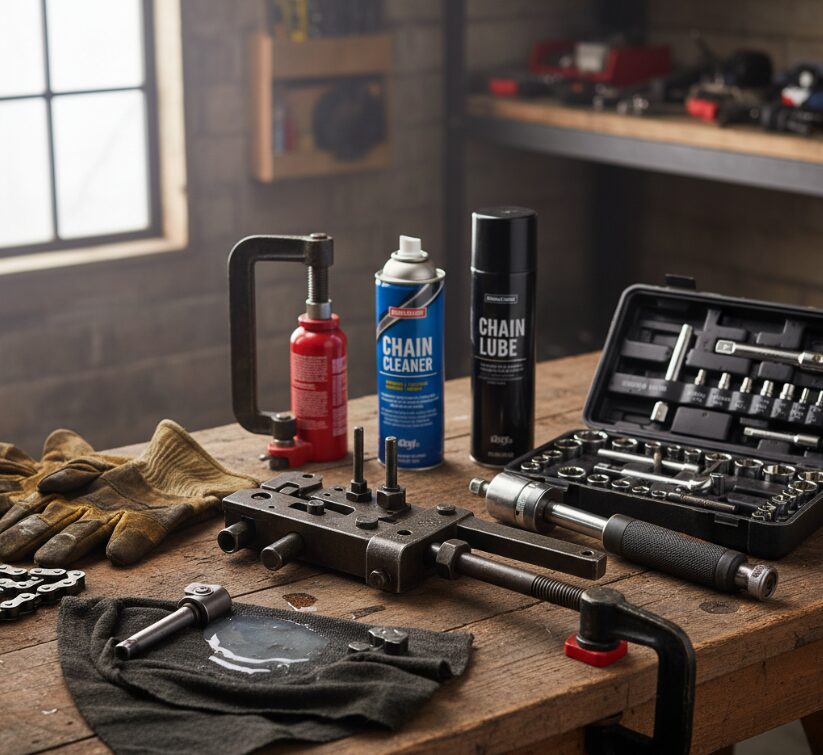 Инструменты, необходимые для замены цепи мотоцикла