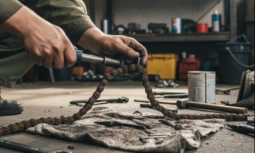 Снятие старой мотоциклетной цепи