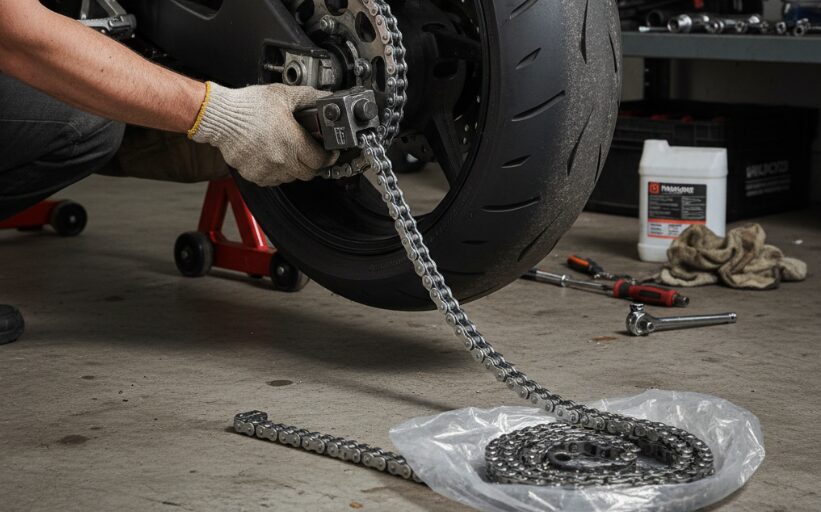 Установка новой мотоциклетной цепи