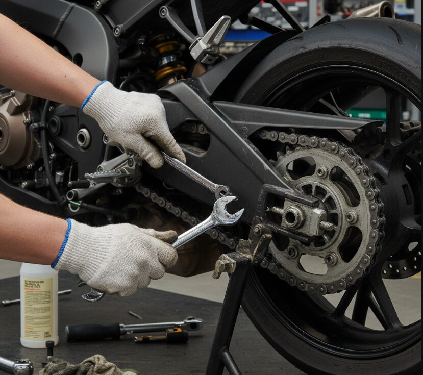 Регулировка натяжения мотоциклетной цепи