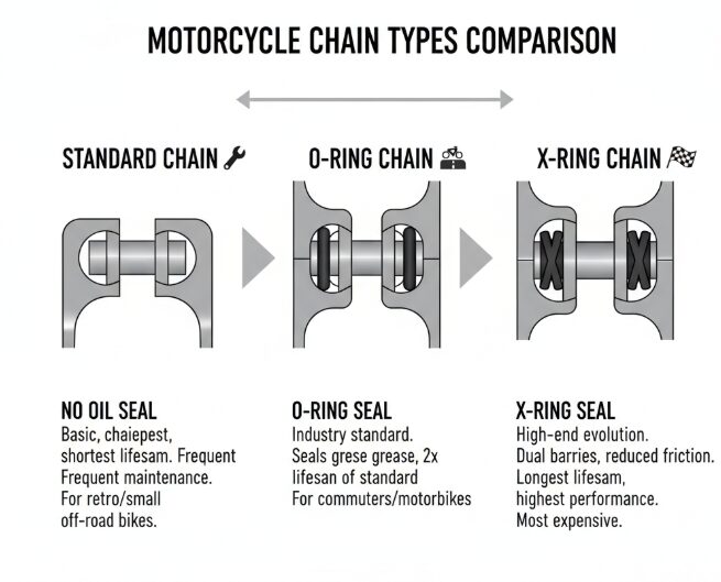 Motorradketten-Vergleichstabelle