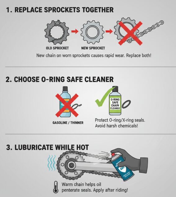 Conseils pour l'entretien de la chaîne de moto