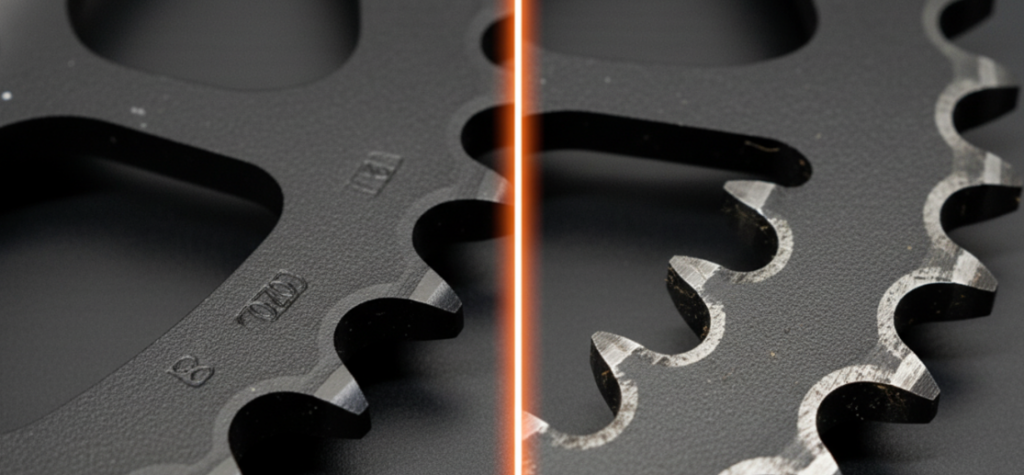 Fotos comparativas de engranajes