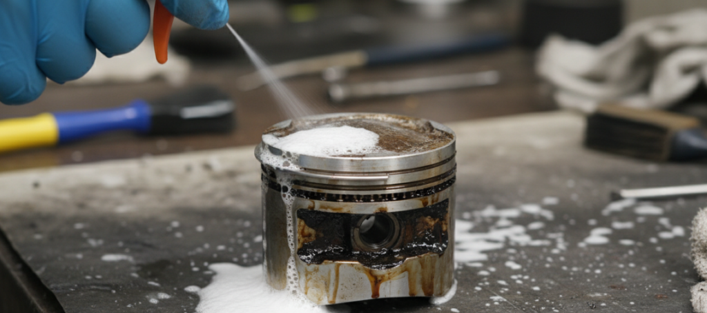 Motorradkolben reinigen