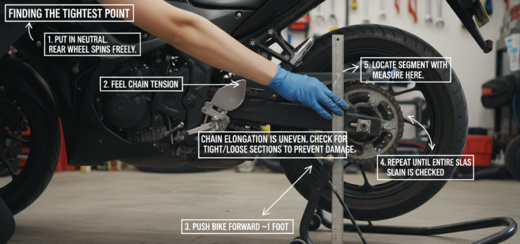 Méthode pour trouver le point le plus serré d'une chaîne de moto