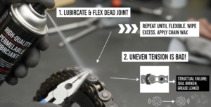 Cómo arreglar un punto estrecho en la cadena de la motocicleta