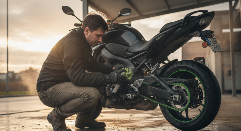 Wischen Sie die Kette an regnerischen Tagen ab