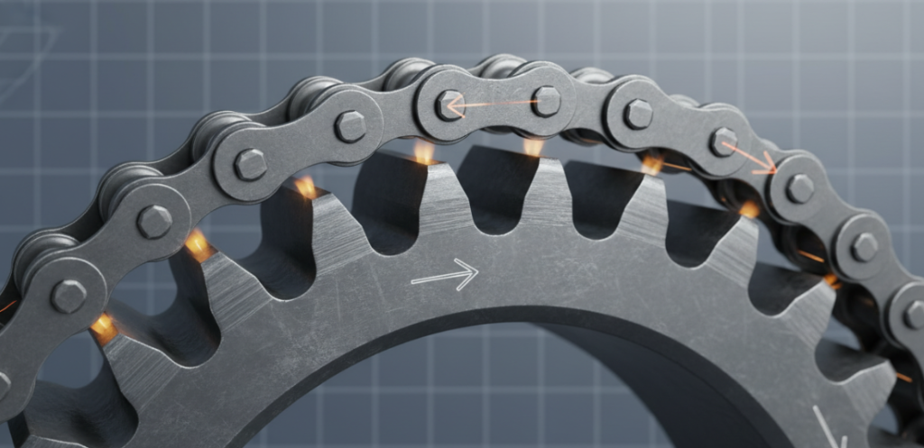 A new chain cannot fit into the bottom of an old gear.